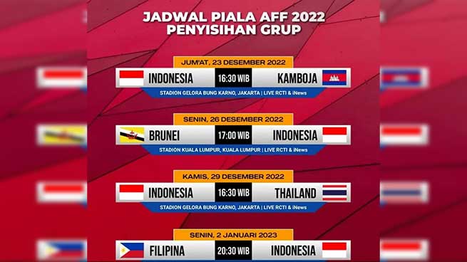 Jadwal Pertandingan Timnas Indonesia di Ajang Piala AFF